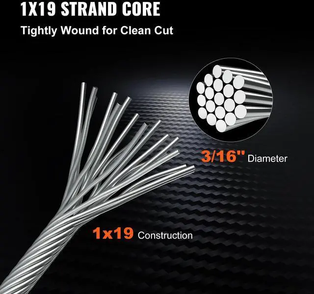 Alt view image 4 of 7 - 316 Stainless Steel Wire Rope 500ft Length, Steel Wire Cable 3/16 Inch, Steel Cable Railing Decking With 1x19 Strands Construction, 4700lbs Breaking Strength For Stair, Handrail, Clothesline