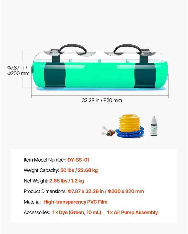 Alt view image 8 of 8 - VEVOR Water Weights Aqua Bag, Large Aqua Bags for Workout, 50 lbs Adjustable Portable Stability Fitness & Full Body Exercise Equipment, for Strength Core and Balance Training, Home Gym Exercise, Clear