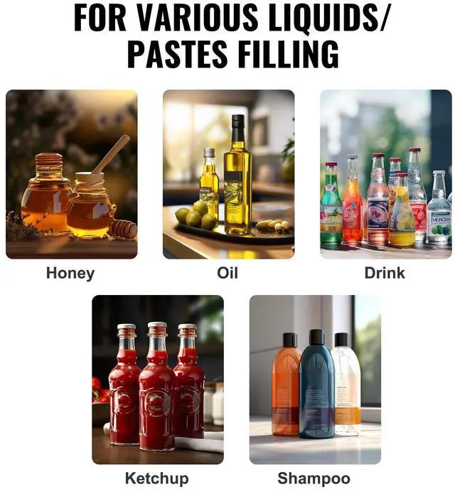 Alt view image 13 of 14 - VEVOR Manual Paste Liquid Filling Machine, 5-50ml Bottle Filler, Adjustable Bottle Filling Machine, Stainless Steel Liquid Filler with Hopper for Milk Water Juice Essential Oil Shampoo Cosmetic Honey