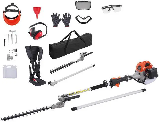 Alt view image 8 of 14 - VEVOR 15.7-inch 26CC 2 Cycle Gas Hedge Trimmer, Gas Powered Pole Hedge Trimmer with Dual Sided Dual Action Blade, 270° Adjustable Trimmer Head, Suitable for Trimming Shrubs, Bushes