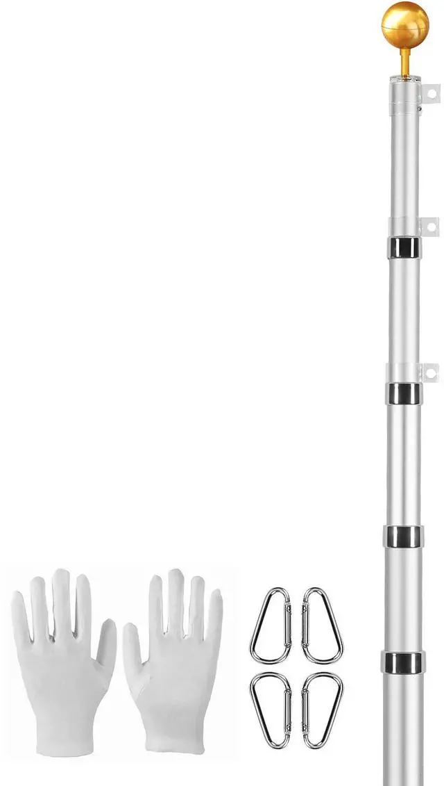 Alt view image 8 of 14 - VEVOR 20FT Telescoping Flag pole Kit, Heavy Duty Aluminum Alloy in Ground Flag Poles for Outside, 3 Display Modes Flagpole with 3x5 American Flag, Professional Accessories, Silver