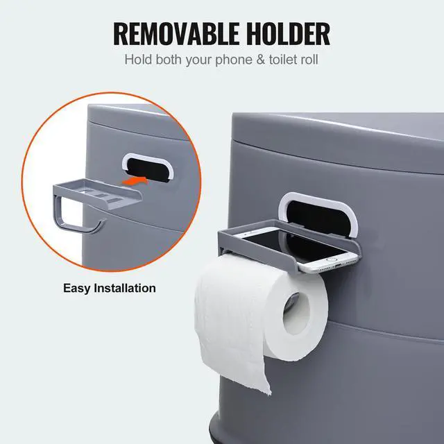 Alt view image 10 of 14 - VEVOR Portable Toilet for Camping, Porta Potty with 1.3 Gal Detachable Inner Bucket & Removable Paper Holder, Commode with Dual Lids, Travel Toilet for Adults Kids Outdoor Camping Car Long Road Trips