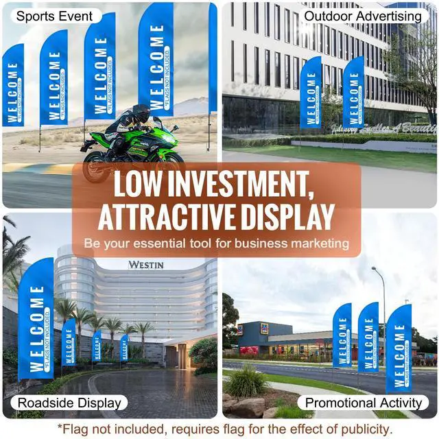 Alt view image 13 of 14 - VEVOR Feather Flag Pole Kit 2 Packs Swooper Flag Pole 12.7 ft with Ground Stakes