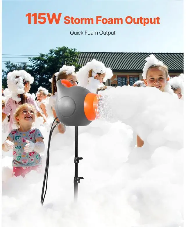 Alt view image 3 of 8 - VEVOR Foam Machine, 115 W Party Foam Cannon, Portable Foam Maker with a Tripod Stand, Powerful Foam Party Machine, for Backyard, Pool, Outdoor Events, Birthdays, Celebrations and Party, Grey & Orange