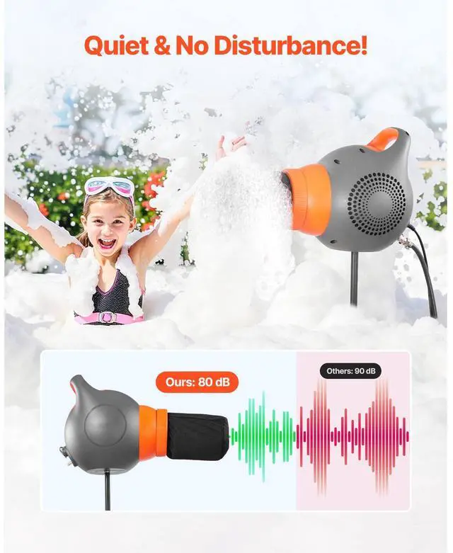 Alt view image 5 of 8 - VEVOR Foam Machine, 115 W Party Foam Cannon, Portable Foam Maker with a Tripod Stand, Powerful Foam Party Machine, for Backyard, Pool, Outdoor Events, Birthdays, Celebrations and Party, Grey & Orange