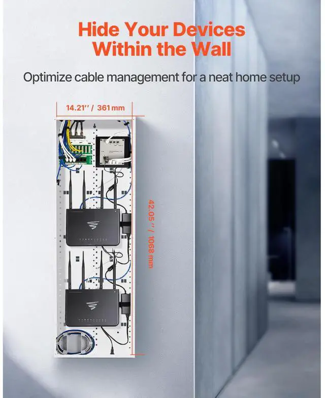 Alt view image 3 of 8 - Structured Media Enclosure 42 in Recessed in-Wall TV Media Box with Cover