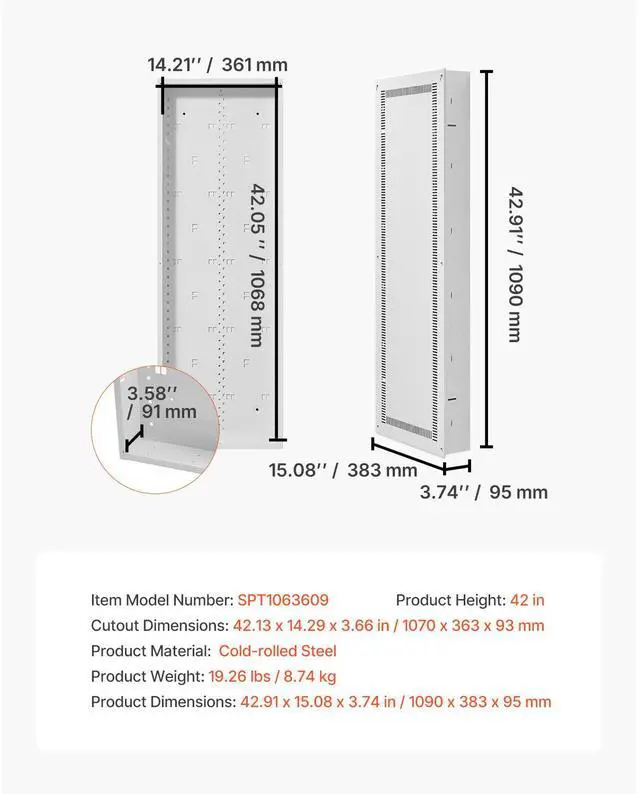Alt view image 8 of 8 - Structured Media Enclosure 42 in Recessed in-Wall TV Media Box with Cover