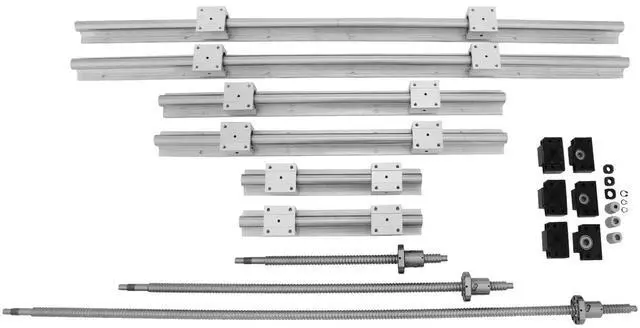 Main image of Linear Rail, Ballscrew x 3, RM1605-350mm 650mm 1050mm x 2 Linear Rail Support, 12 CNC Kit Linear Shaft Optical Axis