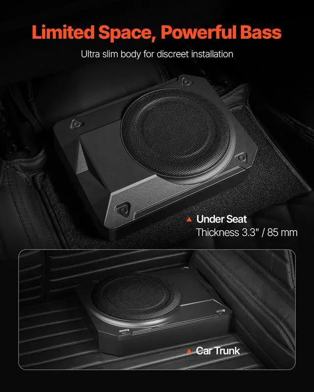 Alt view image 3 of 8 - 10" 400W Under Seat Car Subwoofer Slim Powered Car/Truck Subwoofer System