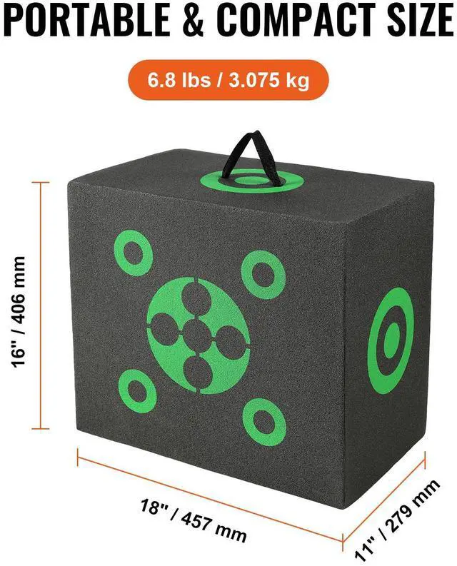 Alt view image 9 of 14 - VEVOR Archery Target, 16"x18" All-side Shotting Archery Arrow Target, Outdoor Portable Archery Target with Carry Handle, Easy Arrow Removal, Great Visibility, Lightweight, Easy to Transport, Black