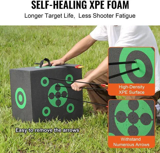 Alt view image 10 of 14 - VEVOR Archery Target, 16"x18" All-side Shotting Archery Arrow Target, Outdoor Portable Archery Target with Carry Handle, Easy Arrow Removal, Great Visibility, Lightweight, Easy to Transport, Black