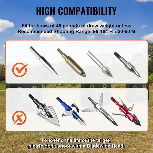 Alt view image 13 of 14 - VEVOR Archery Target, 16"x18" All-side Shotting Archery Arrow Target, Outdoor Portable Archery Target with Carry Handle, Easy Arrow Removal, Great Visibility, Lightweight, Easy to Transport, Black