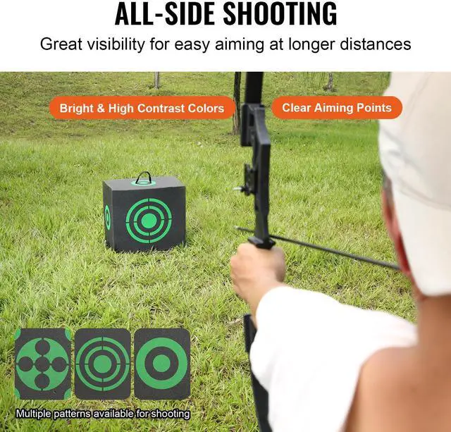Alt view image 12 of 14 - VEVOR Archery Target, 16"x18" All-side Shotting Archery Arrow Target, Outdoor Portable Archery Target with Carry Handle, Easy Arrow Removal, Great Visibility, Lightweight, Easy to Transport, Black