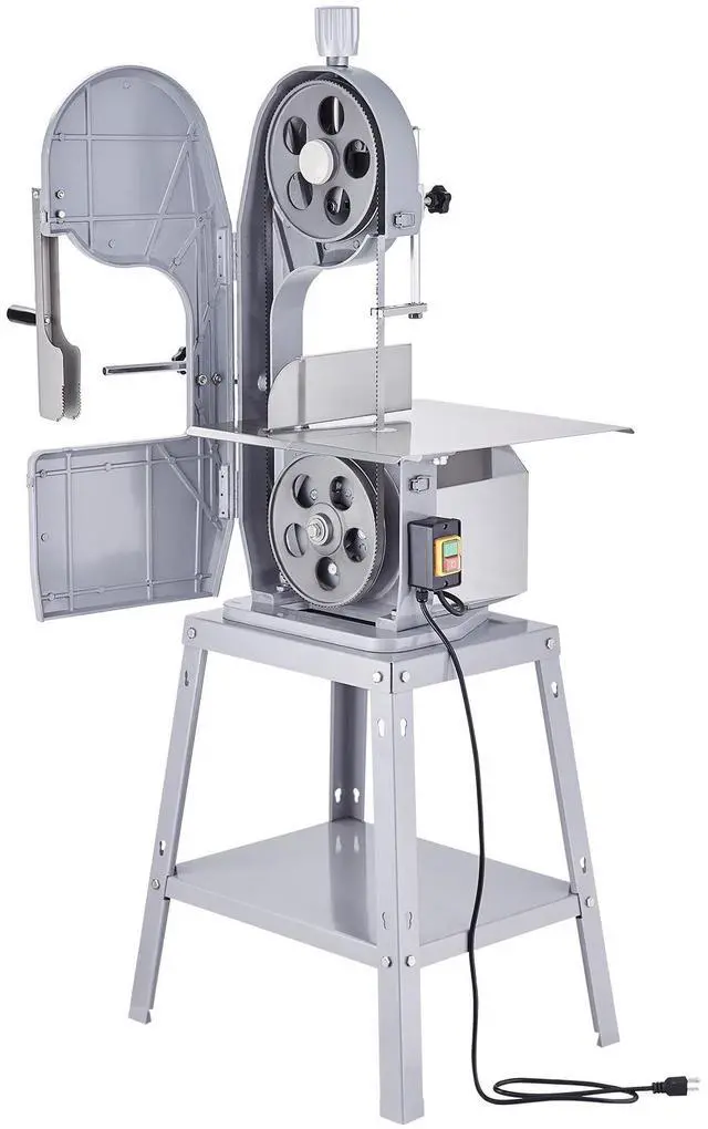 Alt view image 8 of 14 - VEVOR Commercial Electric Meat Bandsaw, 1500W Stainless Steel Vertical Bone Sawing Machine, Workbeach 19.3" x 15", 0.16-7.9 Inch Cutting Thickness, Frozen Meat Cutter with 6 Blades for Rib Pork Beef