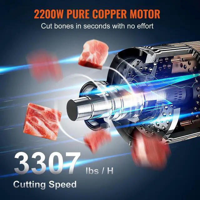 Alt view image 4 of 8 - VEVOR Commercial Electric Meat Bandsaw, 2200W Stainless Steel Vertical Bone Sawing Machine, Workbeach 24.4" x 20.5", 0.16-8.7 Inch Cutting Thickness, Frozen Meat Cutter with 6 Blades for Rib Pork Beef