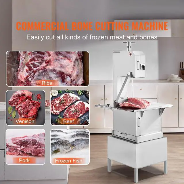 Alt view image 3 of 8 - VEVOR Commercial Electric Meat Bandsaw, 2200W Stainless Steel Vertical Bone Sawing Machine, Workbeach 24.4" x 20.5", 0.16-8.7 Inch Cutting Thickness, Frozen Meat Cutter with 6 Blades for Rib Pork Beef