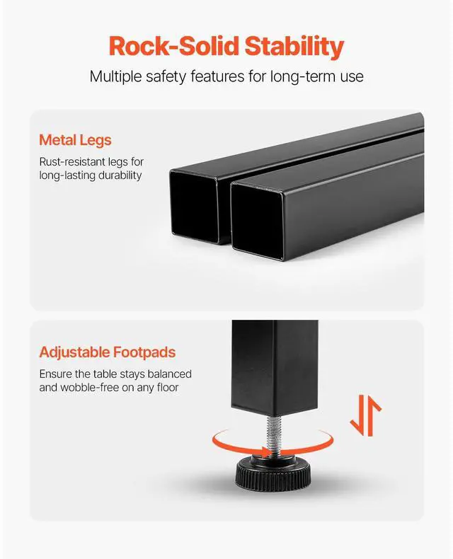 Alt view image 6 of 8 - VEVOR Bar Table, Sturdy Metal Frame High Top Pub Table, Narrow Long Kitchen Dining, Cocktail Counter Bar Height Desk, Easy to Assemble,39x16x35.5 in, for Living Room Party, Rustic Brown and Black