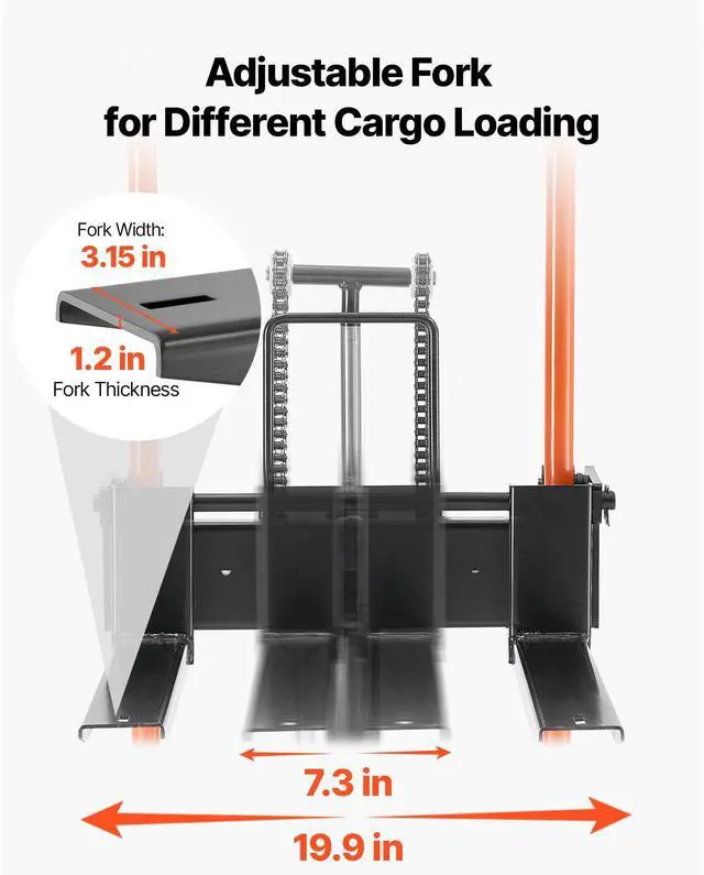 Alt view image 4 of 8 - VEVOR Hydraulic Material Lift Winch Stacker, 450 lbs Load Capacity, Pallet Truck Dolly with Fork Lift Table, 35.8 Inches Max Lifting Height, Foldable & Portable Pallet Jack Table Cart, Yellow & Black