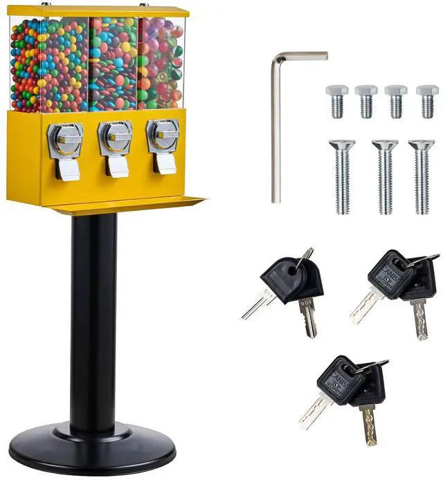 Alt view image 3 of 9 - VEVOR  Gumball Machine Vending Coin Bank Vintage Candy Dispenser Stand Yellow