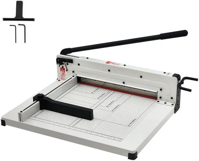 Alt view image 3 of 9 - VEVOR  Heavy Duty Paper Cutter, 17" Industrial Commercial Guillotine Paper Cutter for A3 Paper, 400 Sheet Capacity, Solid Steel Construction, Stack Paper Trimmer for Office Home School Shop, White