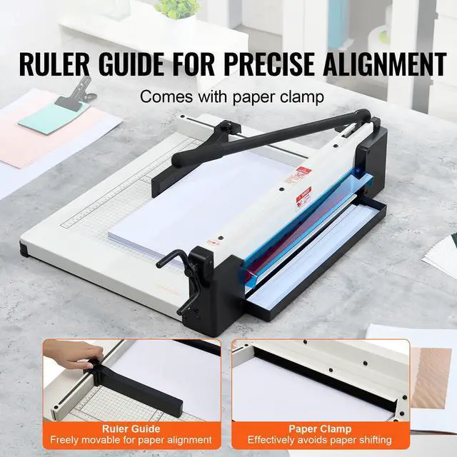Alt view image 4 of 9 - VEVOR  Heavy Duty Paper Cutter, 17" Industrial Commercial Guillotine Paper Cutter for A3 Paper, 400 Sheet Capacity, Solid Steel Construction, Stack Paper Trimmer for Office Home School Shop, White