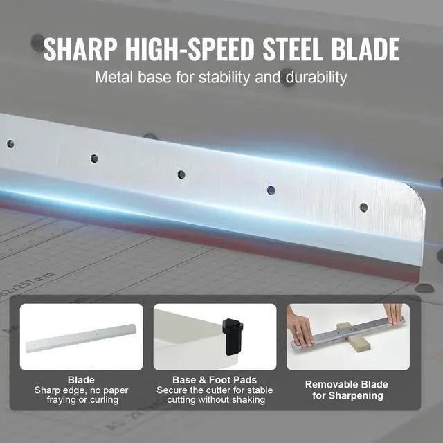 Alt view image 6 of 9 - VEVOR  Heavy Duty Paper Cutter, 17" Industrial Commercial Guillotine Paper Cutter for A3 Paper, 400 Sheet Capacity, Solid Steel Construction, Stack Paper Trimmer for Office Home School Shop, White