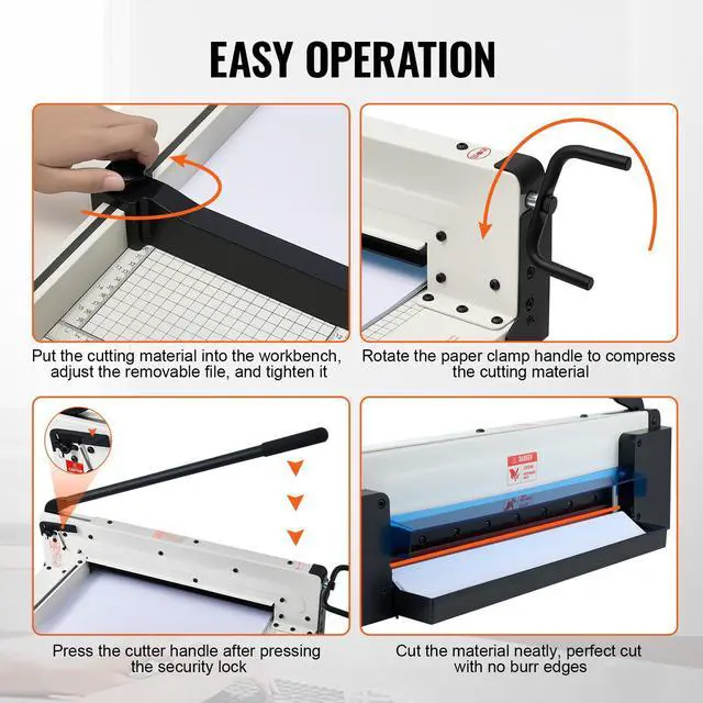 Alt view image 7 of 9 - VEVOR  Heavy Duty Paper Cutter, 17" Industrial Commercial Guillotine Paper Cutter for A3 Paper, 400 Sheet Capacity, Solid Steel Construction, Stack Paper Trimmer for Office Home School Shop, White