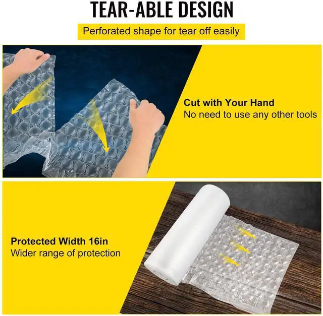 Alt view image 4 of 7 - Air Cushion Film, 984Ft Length Air Pillow Bubble Bags Film, 16 Inch Width Film, Roll Bubble Bags Film for Wrap Machine