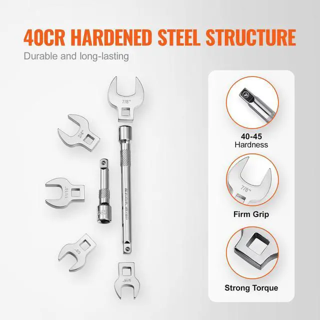 Alt view image 10 of 14 - VEVOR Crowfoot Wrench Set, 3/8" Drive 20-Piece Crows Foot Wrench Set with 2 Extension Bars and EVA Tool Organizer,40CR Material with Mirror Chrome Finish, SAE 3/8"-7/8" and Metric 10-22 mm,