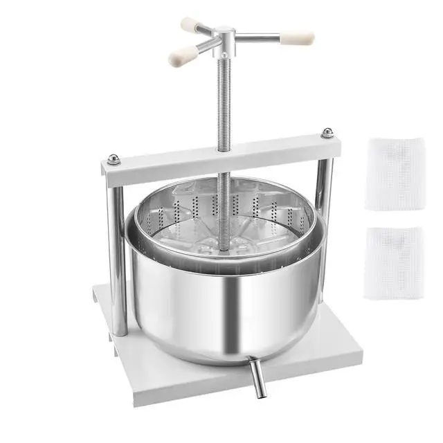 Alt view image 2 of 8 - VEVOR 3.17 Gal/12L Fruit Wine Press, 2 Stainless Steel Barrels, Manual Juice Maker, Cider Apple Grape Tincture Honey Olive Oil Making Press with Triangular Handle for Outdoor Kitchen Home