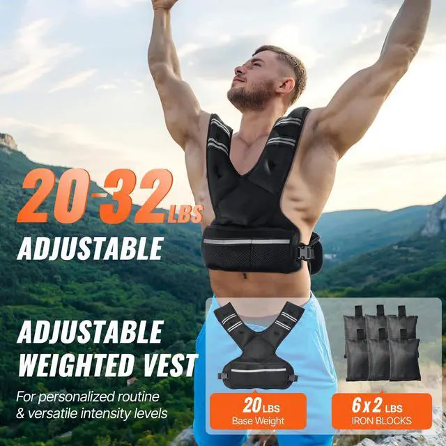 Alt view image 9 of 14 - VEVOR 20-32lb Adjustable Weighted Vest for Men Women Strength Training Running
