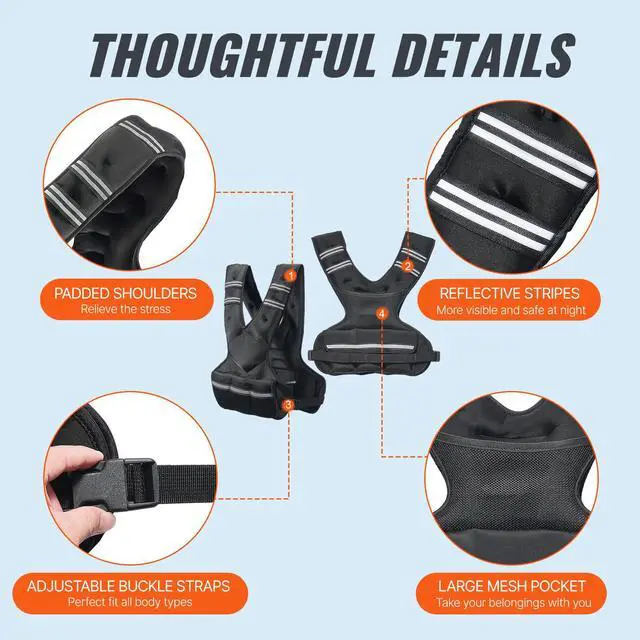 Alt view image 12 of 14 - VEVOR 20-32lb Adjustable Weighted Vest for Men Women Strength Training Running