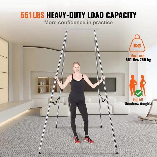 Alt view image 9 of 14 - VEVOR Aerial Yoga Frame, 9.67 ft Height Yoga Swing Stand, Max 551.15 lbs Load Chrome-Plated Steel Pipe Inversion Yoga Swing Stand Yoga Rig Yoga Sling Inversion Equipment for Indoor Outdoor Aerial Yoga