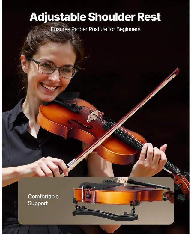 Alt view image 6 of 8 - VEVOR Violin 4/4 Full Size for Adults, Violin Fiddle Set for Beginners with Hard Case, Rosin, Bow, Shoulder Rest, Bridge, Tuner and Extra Strings, Professional Musical Instruments for Student (Brown)