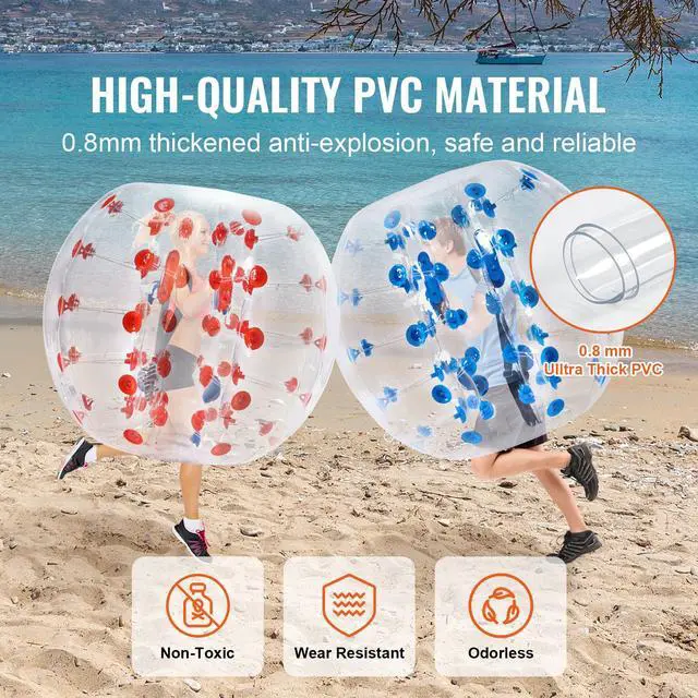 Alt view image 5 of 10 - VEVOR Inflatable Bumper Balls 2-Pack, 4FT/1.2M Body Sumo Zorb Balls for Teen, 0.8mm Thick PVC Human Hamster Bubble Balls for Outdoor Team Gaming Play, Bumper Bopper Toys for Garden, Yard, Park