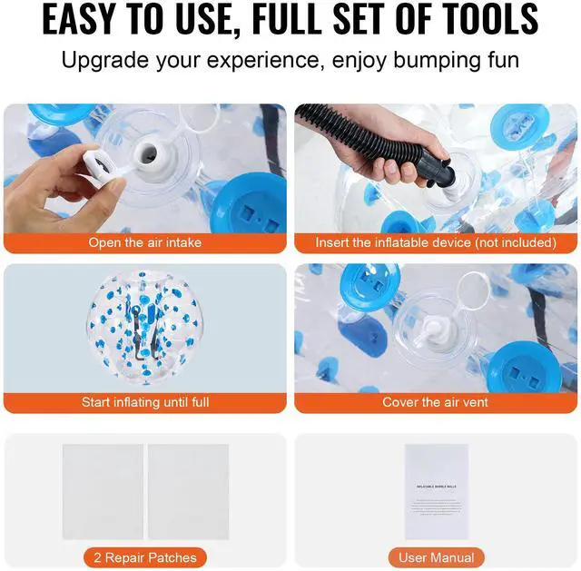 Alt view image 8 of 10 - VEVOR Inflatable Bumper Balls 2-Pack, 4FT/1.2M Body Sumo Zorb Balls for Teen, 0.8mm Thick PVC Human Hamster Bubble Balls for Outdoor Team Gaming Play, Bumper Bopper Toys for Garden, Yard, Park