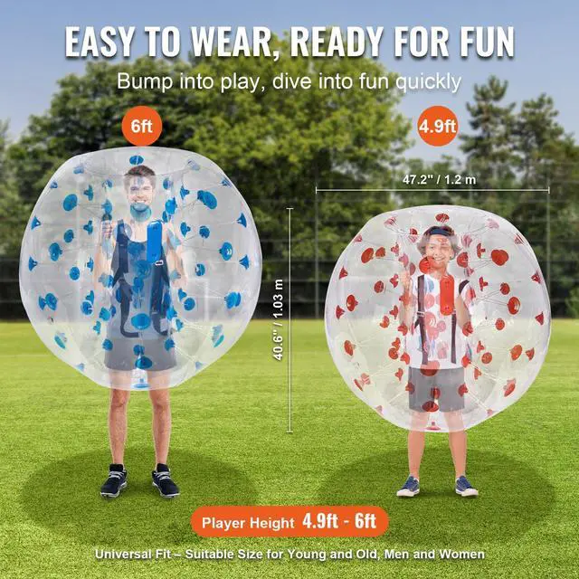 Alt view image 6 of 10 - VEVOR Inflatable Bumper Balls 2-Pack, 4FT/1.2M Body Sumo Zorb Balls for Teen, 0.8mm Thick PVC Human Hamster Bubble Balls for Outdoor Team Gaming Play, Bumper Bopper Toys for Garden, Yard, Park