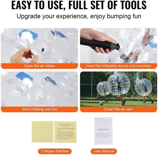 Alt view image 12 of 14 - VEVOR Inflatable Bumper Balls 2-Pack, 4FT/1.2M Body Sumo Zorb Balls for Teen, 0.8mm Thick PVC Human Hamster Bubble Balls for Outdoor Team Gaming Play, Bumper Bopper Toys for Garden, Yard, Park