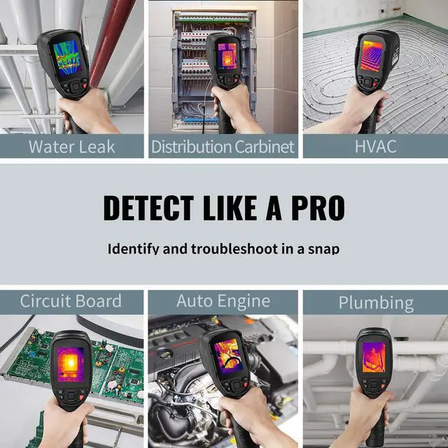 Alt view image 10 of 15 - VEVOR Thermal Imaging Camera, 240x180 IR Resolution with 2MP Visual Camera, 20Hz Refresh Rate Infrared Camera with -4~1022 Temperature Range, 64G Built-in SD Card and Rechargeable Li-ion Battery