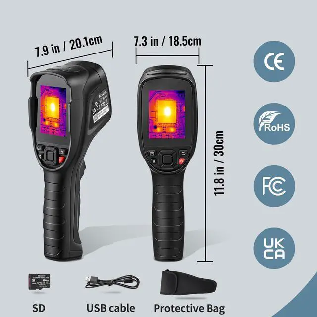 Alt view image 15 of 15 - VEVOR Thermal Imaging Camera, 240x180 IR Resolution with 2MP Visual Camera, 20Hz Refresh Rate Infrared Camera with -4~1022 Temperature Range, 64G Built-in SD Card and Rechargeable Li-ion Battery
