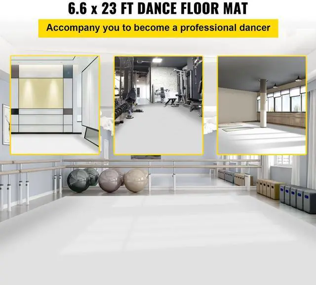 Alt view image 2 of 7 - Dance Floor, 6.6x23ft Dance Floor Roll, 0.06in Thick PVC Vinyl Dance Floor, Black/White Reversible Portable Dance Floor, Non-Slip Dance Flooring, Ballet Dance Floor for Jazz, Pop, Lyrical Style