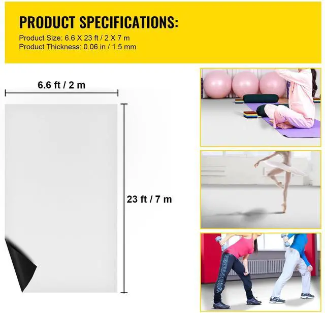 Alt view image 7 of 7 - Dance Floor, 6.6x23ft Dance Floor Roll, 0.06in Thick PVC Vinyl Dance Floor, Black/White Reversible Portable Dance Floor, Non-Slip Dance Flooring, Ballet Dance Floor for Jazz, Pop, Lyrical Style