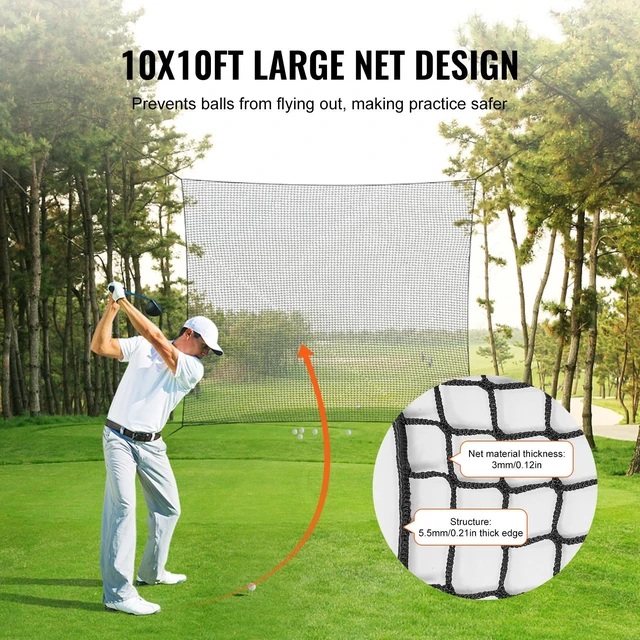 Alt view image 5 of 9 - VEVOR 10x10ft Golf Practice Net Indoor Hitting Net for Baseball Hockey Soccer