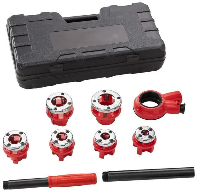 Alt view image 8 of 14 - VEVOR Ratchet Pipe Threader Kit, 1/4" NPT - 1-1/4" NPT Manual Ratcheting Pipe Threader, Portable Pipe Threading Tool Set with 6PCS NPT Dies, Storage Case for Galvanized Aluminum Iron Copper Pipes