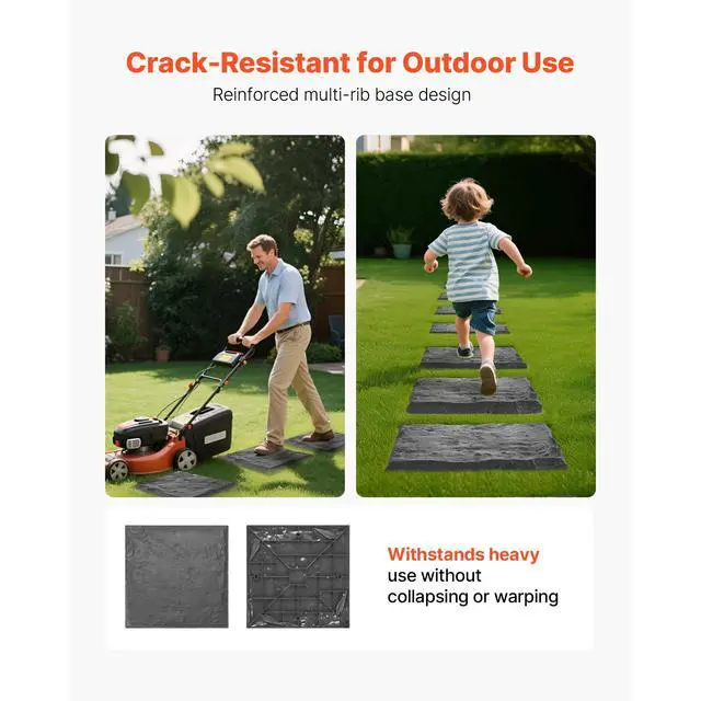 Alt view image 4 of 8 - VEVOR Garden Stepping Stones, 16Pcs 15.5 x 15.5 in, Decorative Stepping Stones with Stakes, Weather-Resistant Plastic Pathway Pavers, Smooth Surface, Outdoor Walkway for Lawn Patio Landscape, Grey