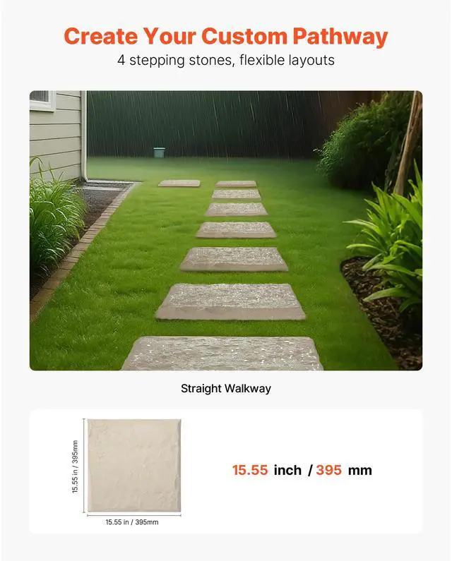 Alt view image 13 of 14 - Decorative Stepping Stones with Stakes 4Pcs 15.5x15.5 in Walkway Pavers Beige