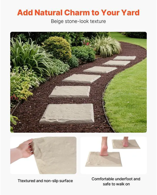Alt view image 11 of 14 - Decorative Stepping Stones with Stakes 4Pcs 15.5x15.5 in Walkway Pavers Beige