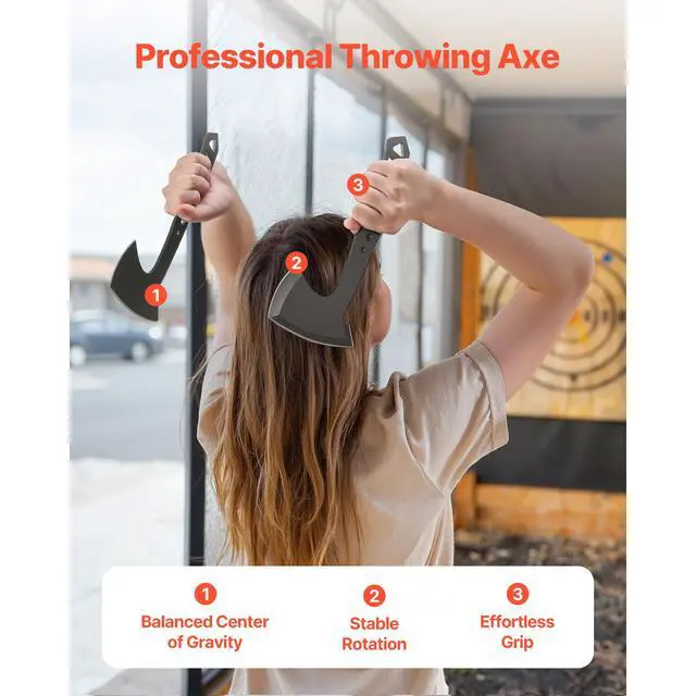 Alt view image 9 of 14 - Throwing Axes and Tomahawks 3 Pack Axe Throwing Hatchet Set Stainless Steel