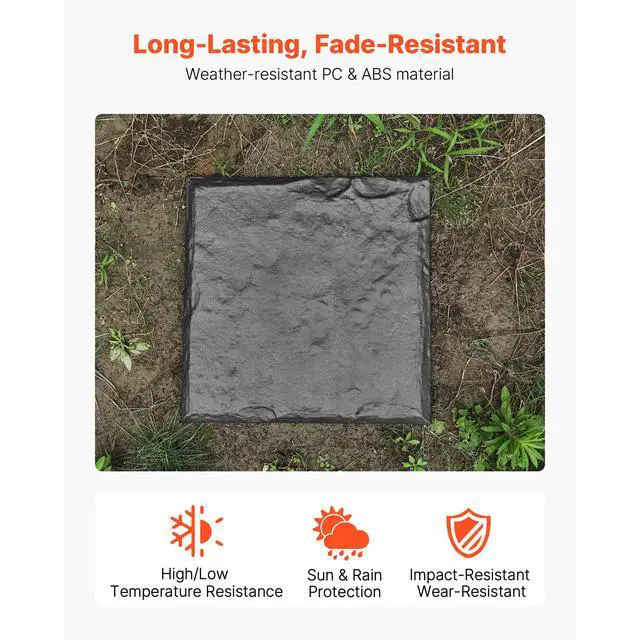 Alt view image 3 of 8 - VEVOR Garden Stepping Stones, 16Pcs 15.5 x 15.5 in, Decorative Stepping Stones with Stakes, Weather-Resistant Plastic Pathway Pavers, Smooth Surface, Outdoor Walkway for Lawn Patio Landscape, Grey