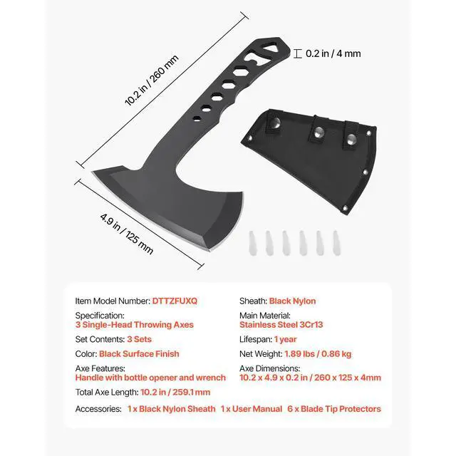 Alt view image 14 of 14 - Throwing Axes and Tomahawks 3 Pack Axe Throwing Hatchet Set Stainless Steel